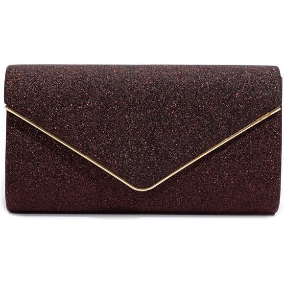 Womens Red Ladies Sparkling Party Handbag Evening Bag Clutch Purses - Picture 2 of 7